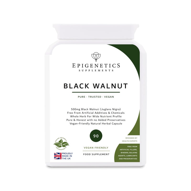 Organic Black Walnut 500mg | Natural Juglans Nigra (Walnut Hull) Supplement | 90 Vegan Friendly Capsules UK Made | 1 Capsule Daily (3 Month Supply)